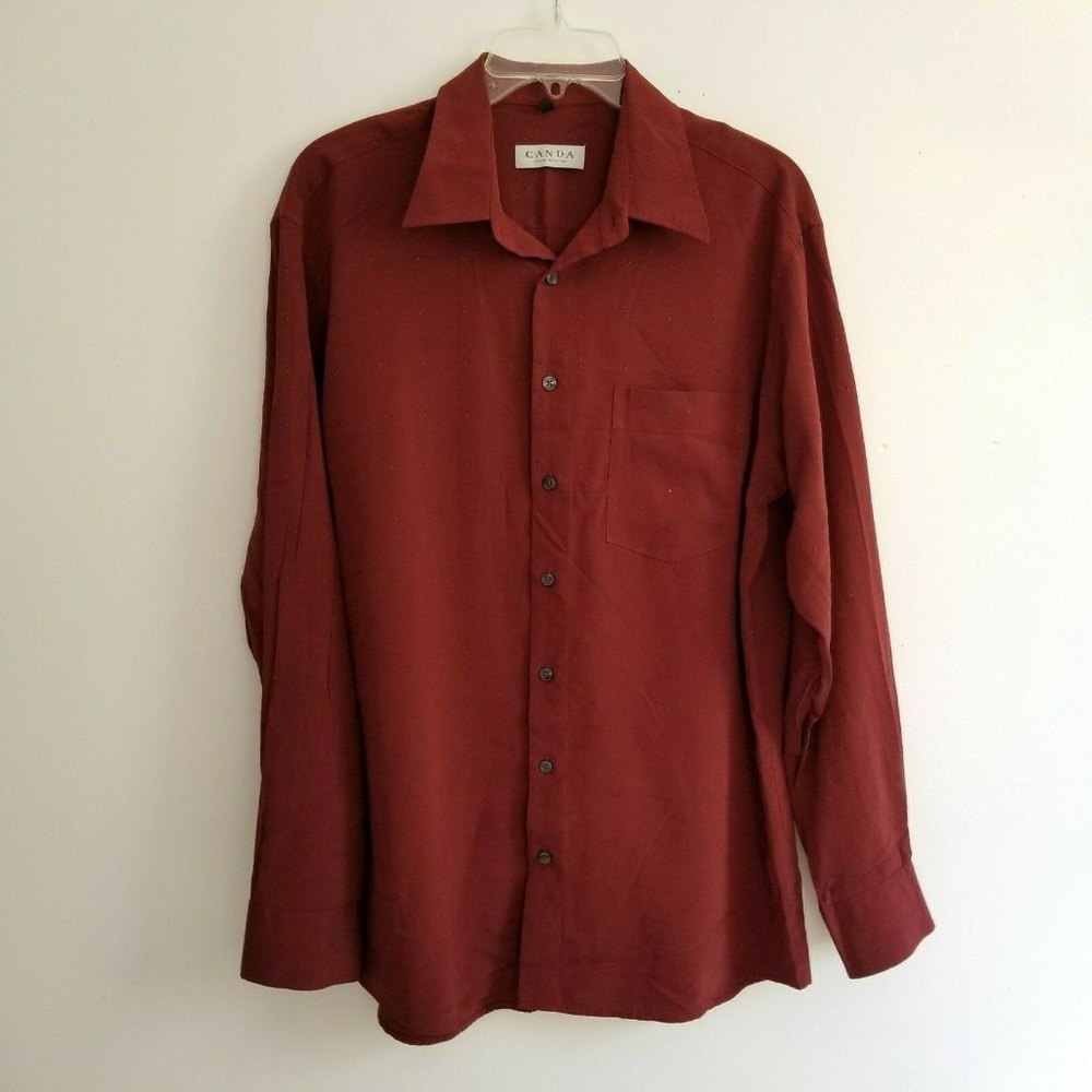 Canda Mens Large L 41-42 Shirt LS Button-Down